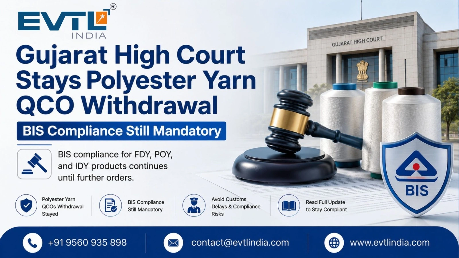 BIS Compliance Remains Mandatory After Gujarat High Court Stay on Polyester Yarn QCO